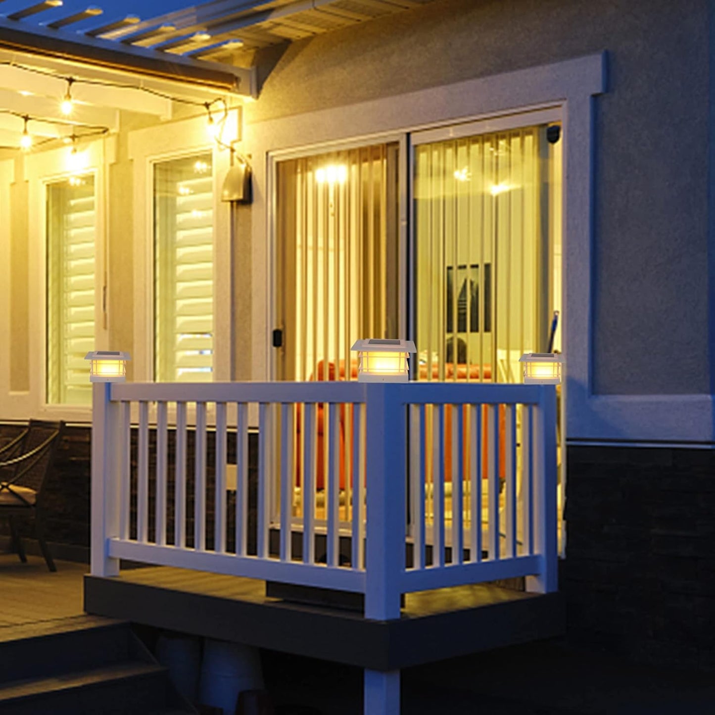 Solar Post Cap Lights - 6 Pack Outdoor Fence Lights for 4x4, 5x5, 6x6 Posts - Bright Warm White LED Decor for Garden & Patio