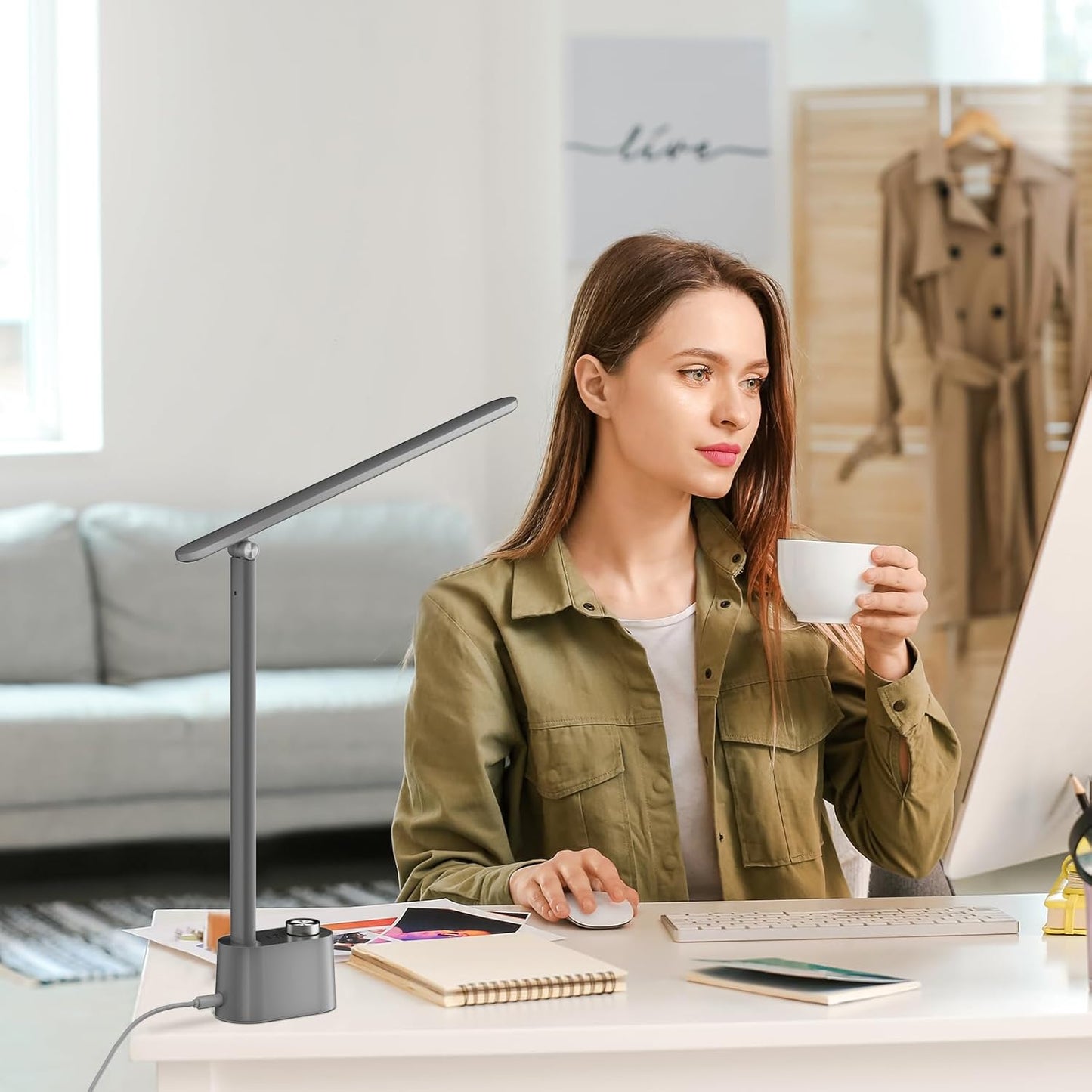 Honeywell H01 Pro LED Desk Lamp - Dimmable Foldable Light with USB Charging & 3 Color Modes for Home Office