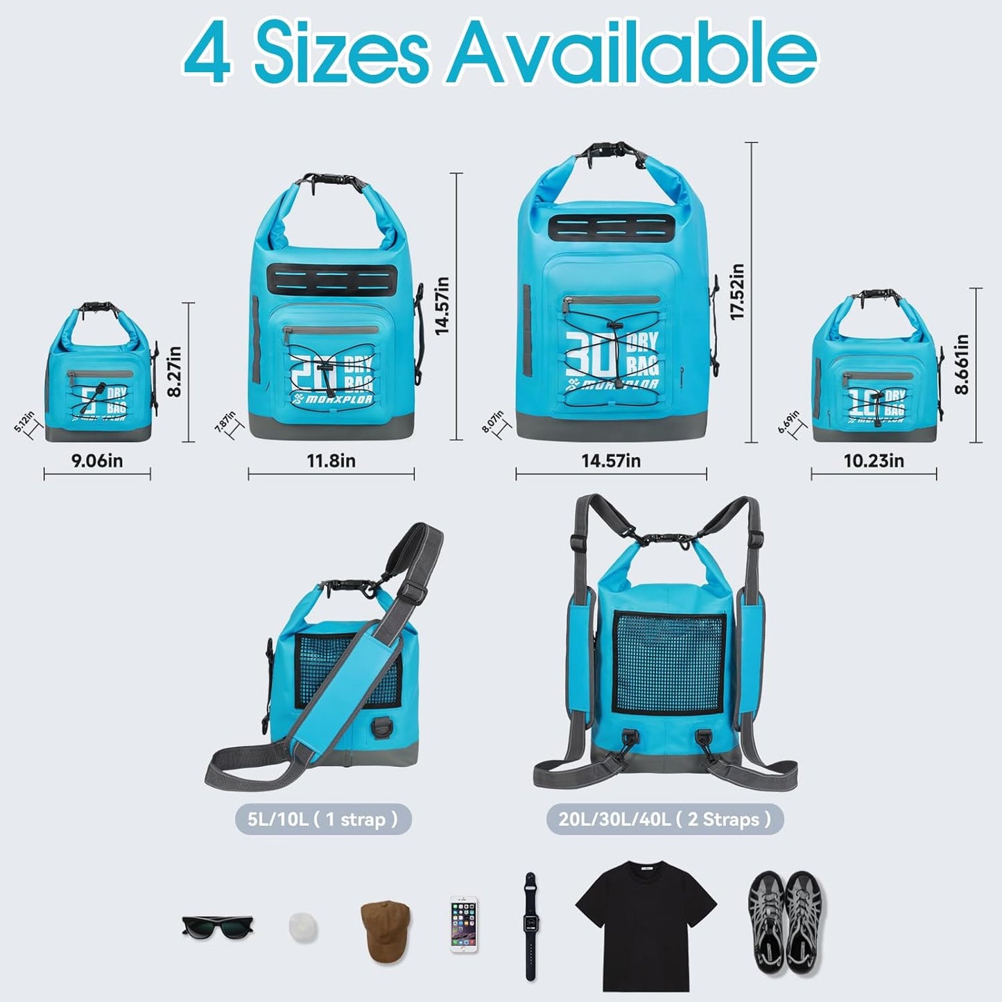 MORXPLOR Waterproof Dry Bag Backpack - Roll Top Design with Phone Case | Available in 5L to 55L Sizes