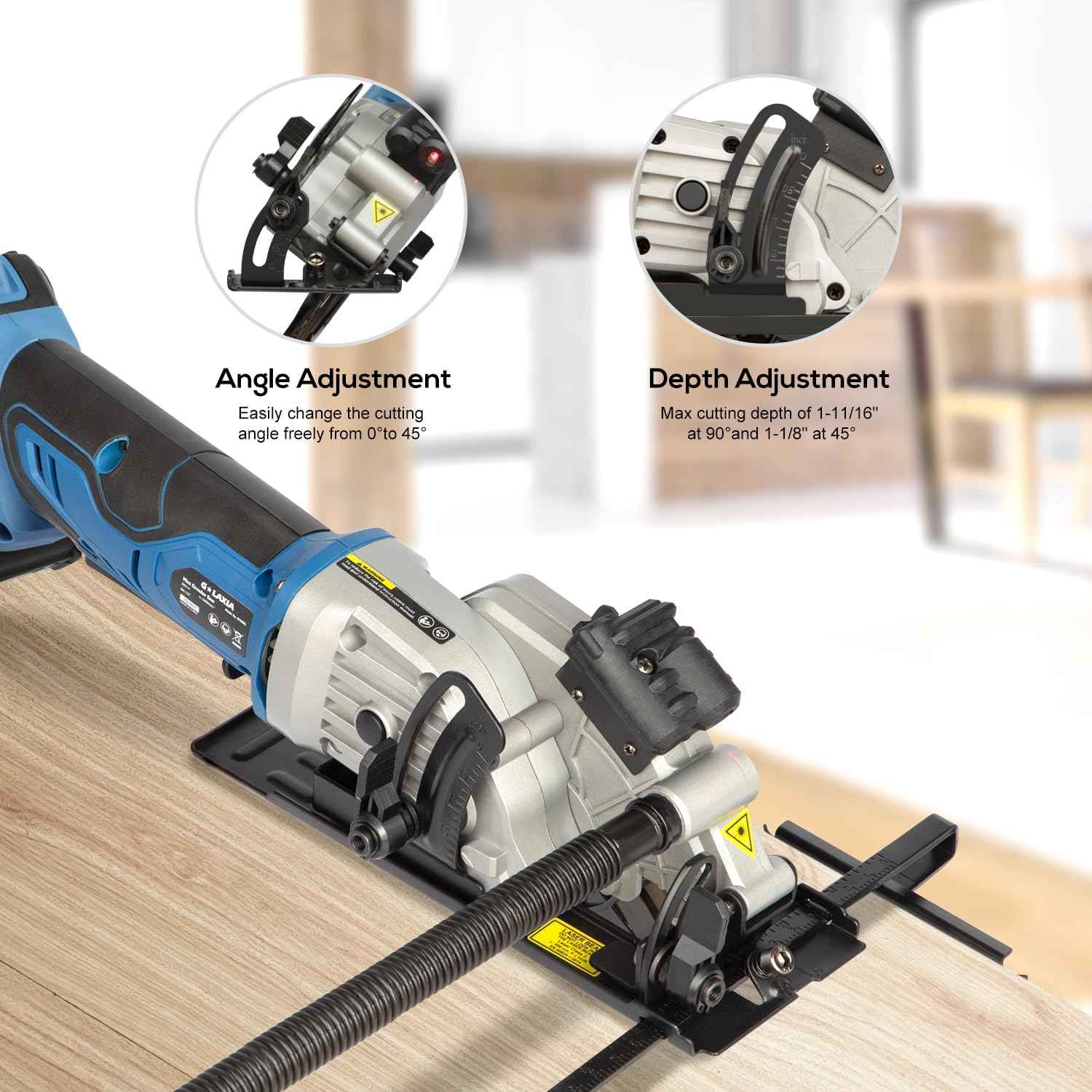 Compact Mini Circular Saw 4-1/2” with Laser Guide & 4.0A Battery - Ideal for Wood & Plastic Cuts
