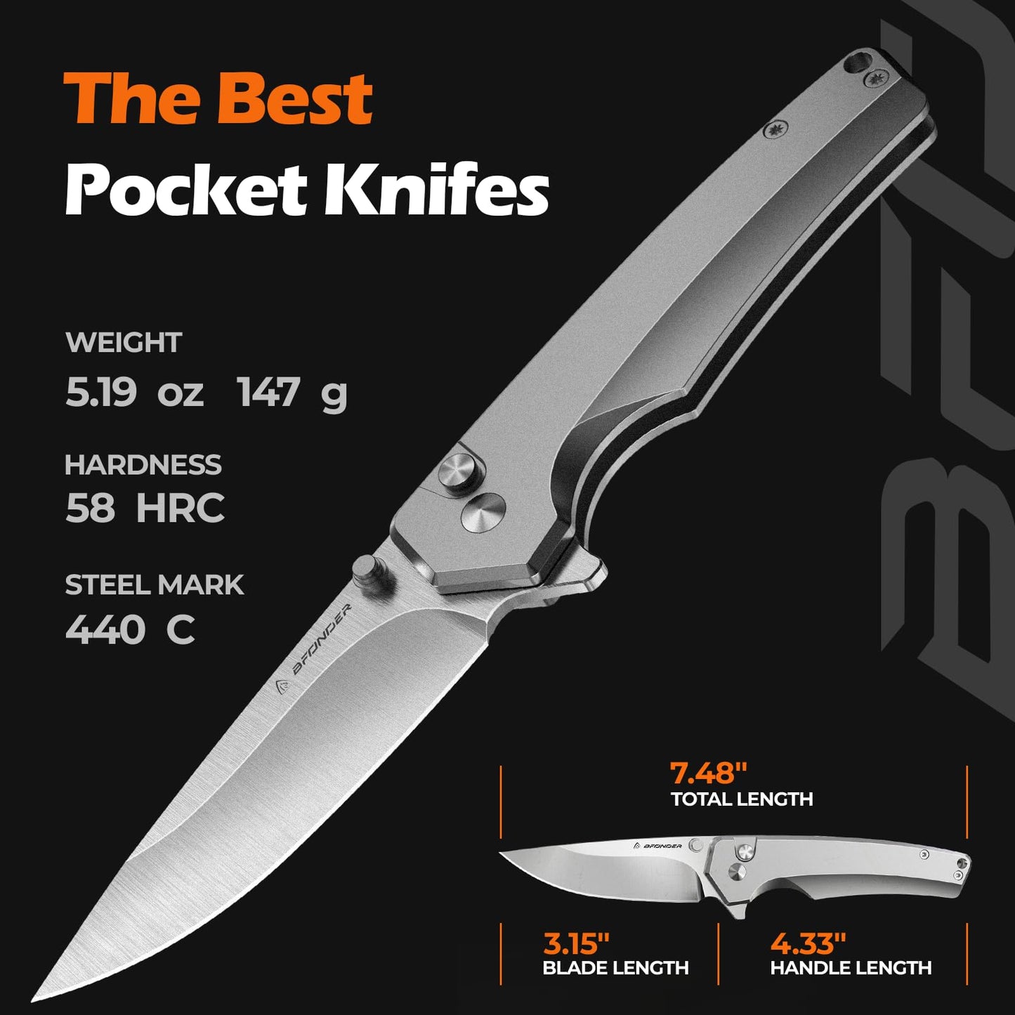 Bfonder EDC Folding Pocket Knife – 3.15" High Carbon Steel Blade, 440C Stainless Steel Handle, Compact Camping Knife with Pocket Clip for Outdoor & Survival, Gift for Men and Women