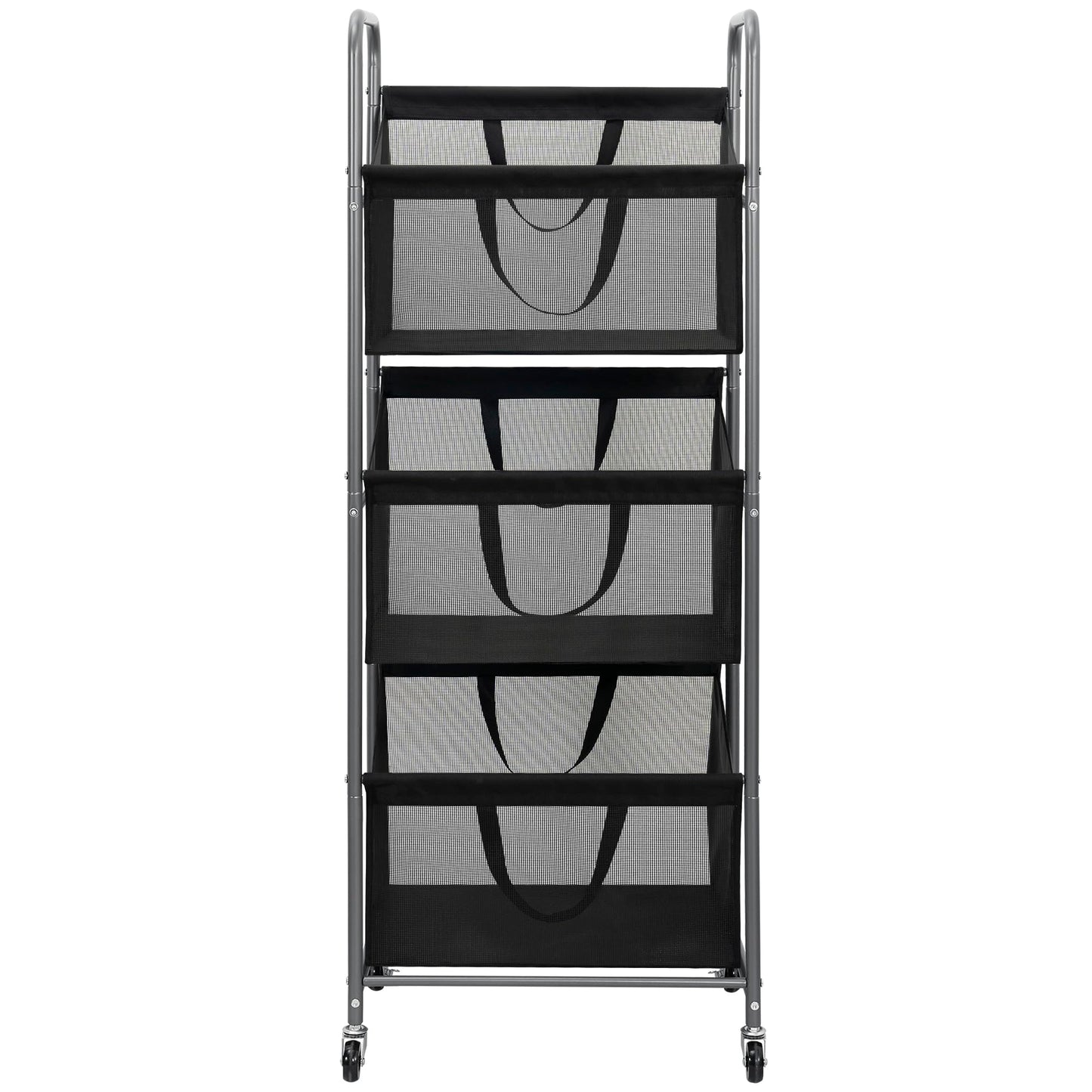 STO STO 3-Tier Vertical Rolling Laundry Hamper, Removable Bags, Black Mesh
