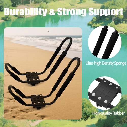 2 Pairs Kayak Roof Rack J-Bar Carrier Holder Car Top Mount Racks for Canoe, SUV, Cars, Truck, Surf Ski, for Trip