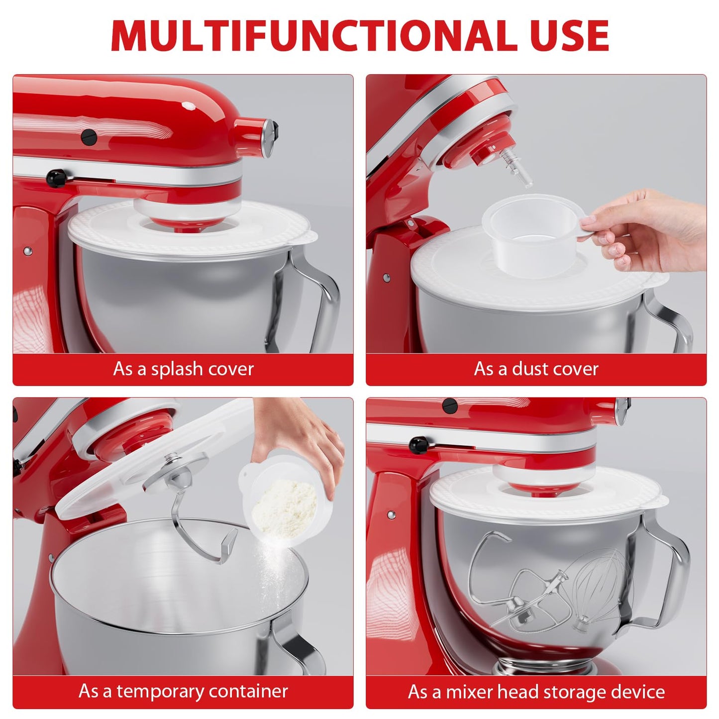 Food-Grade Mixer Bowl Cover for KitchenAid 4.5-5 Quart Tilt-Head Stand Mixers, Mixer Splatter Guard Lid to Prevent Spilling of Ingredients, as Kitchenaid Mixer Attachments