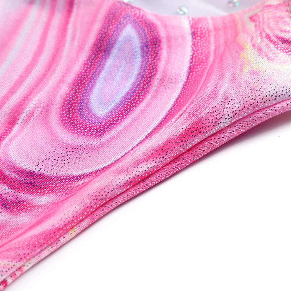 Leotards for Girls Gymnastics Unicorn Athletic Dance Wear Shiny Rainbow Blue Hotpink (Pink, 4-5T)