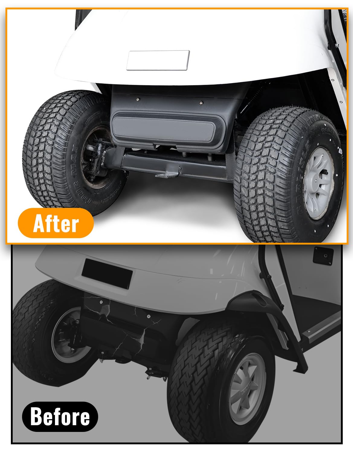 LUXEMOTO Combined Golf Cart Front Shield for EZGO TXT, 2PCS Plastic Shock Shield Cover Bumper Guard for EZGO TXT Golf Cart Accessories, Replaces OEM #27166G01, 27166G02, 27166G04