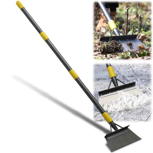 Garden Cleaning Shovel, 63" Adjustable Floor Ice Scraper Long Handle Heavy Duty Tool, Multifunctional Flat Snow Shovel Gardening Tools for Digging, Weeding,Scraping