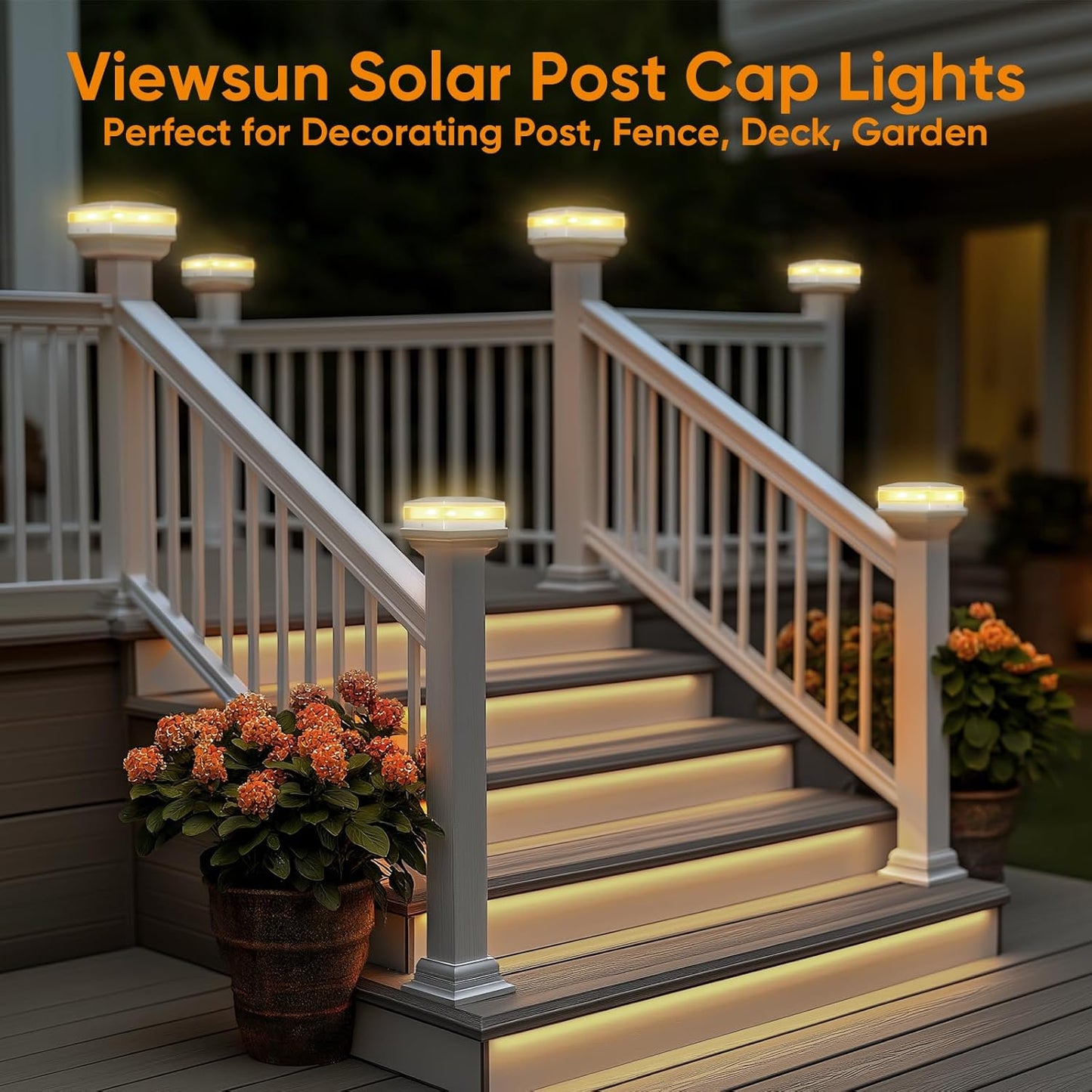 Solar Post Cap Lights - 12 Pack with 72 LEDs, 3 Color Modes, Waterproof for 4x4 Fence & Deck