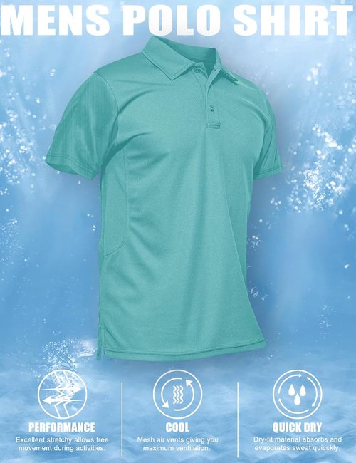MAGCOMSEN Men's Quick Dry Tactical Polo Shirt - Performance Short Sleeve Golf Jersey