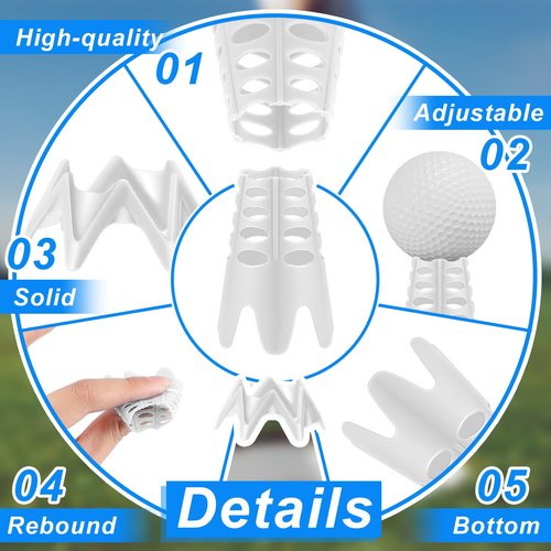 Honoson 30 Pieces Golf Simulator Tees for Home Outdoor Indoor Golf Tees Simulator Plastic Practice Training for Winter Turf and Driving Range, 15 Tall and 15 Small (White)