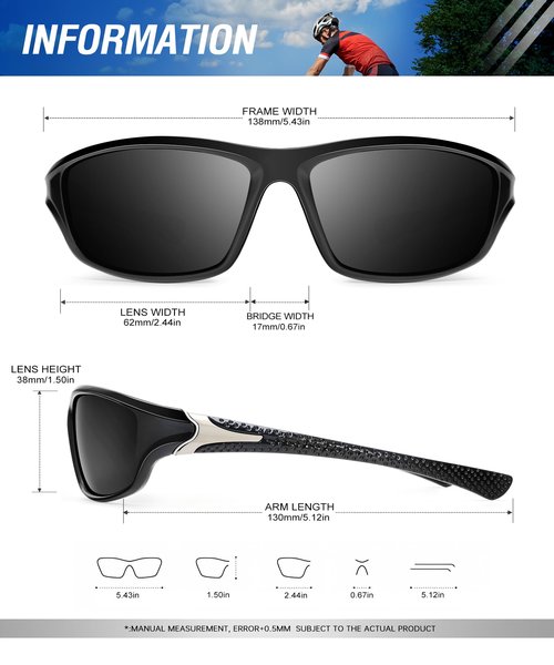 OUKEMAX Polarized Sunglasses-Men Sports Sunglasses: Men's Wrap Around Polarized Running Sun Glasses Driving Fishing 3 Packs