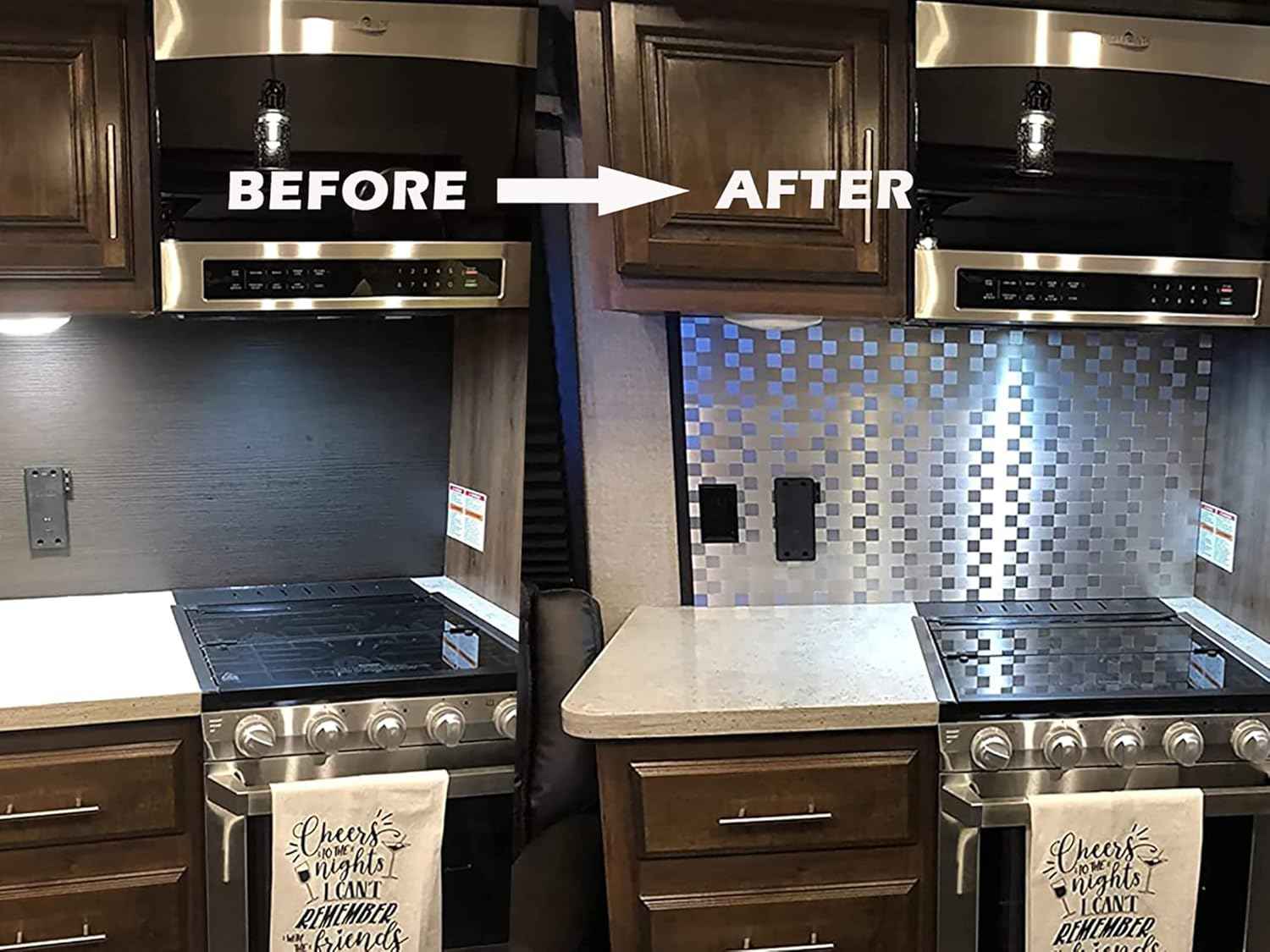 Stainless Steel Peel and Stick Backsplash Tiles - 20 Sheets, 12''x12'' for Kitchen & Bathroom