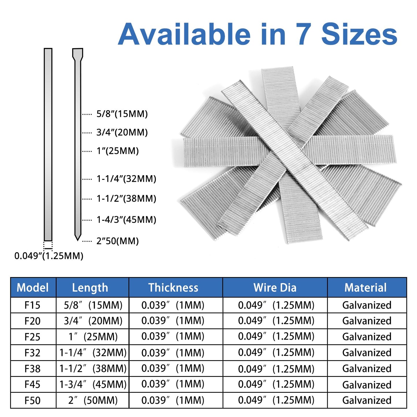 18 Gauge Brad Nails 1-1/2 inch,18 Ga Brad Nails, (1,100 Counts), Galvanized Nail Gun Nails for Pneumatic, Electric Brad Nailer Gun (1-1/2 inch)