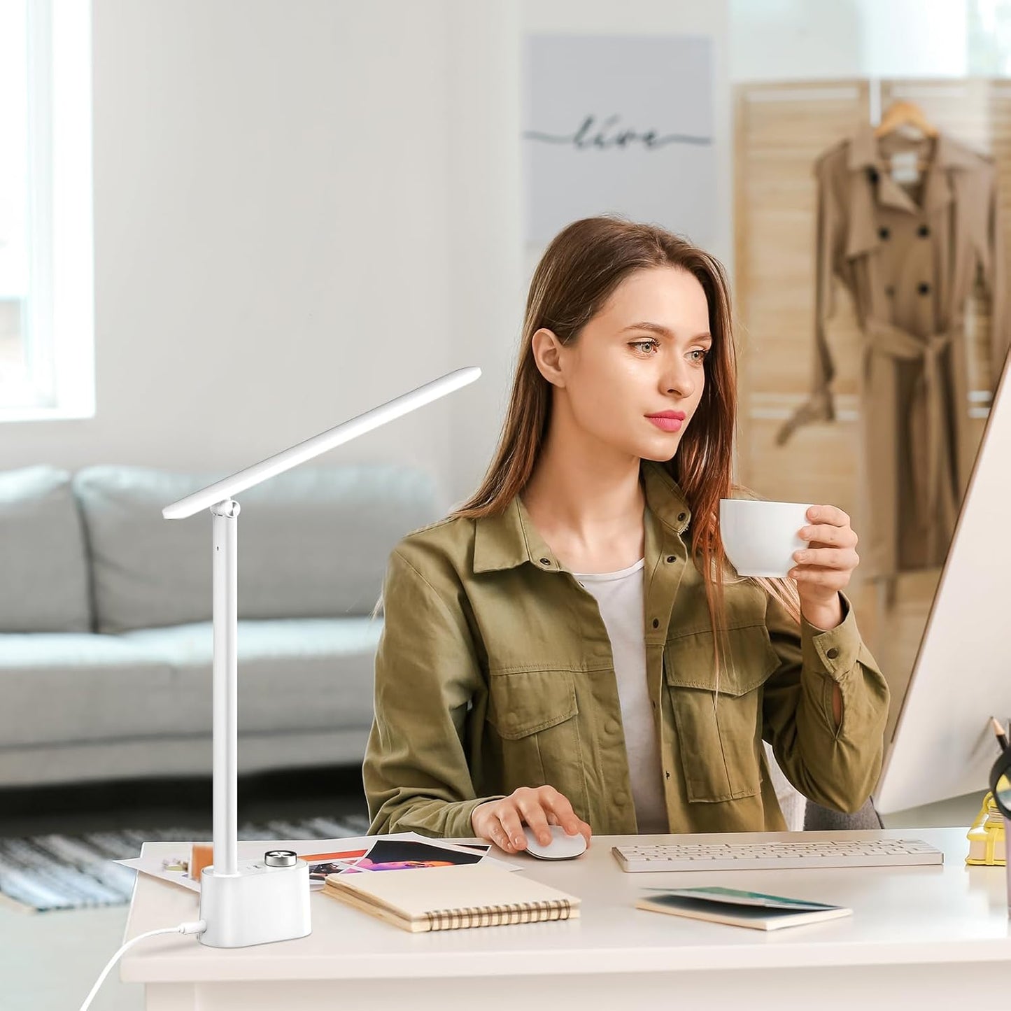 Honeywell H01 Pro LED Desk Lamp - Dimmable Foldable Light with USB Charging & 3 Color Modes for Home Office