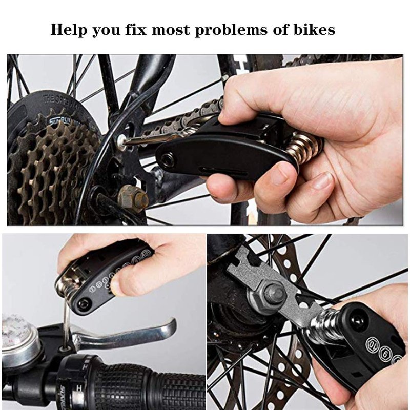UILB Multi-Function Bike Bicycle Cycling Mechanic Repair Tool Kits with 16-in-1, Bicycle Saddle Bag, Mini Bike Pump 120 PSI & Glue-Less Puncture Kit, Mechanic Portable Tools Bag with All in one