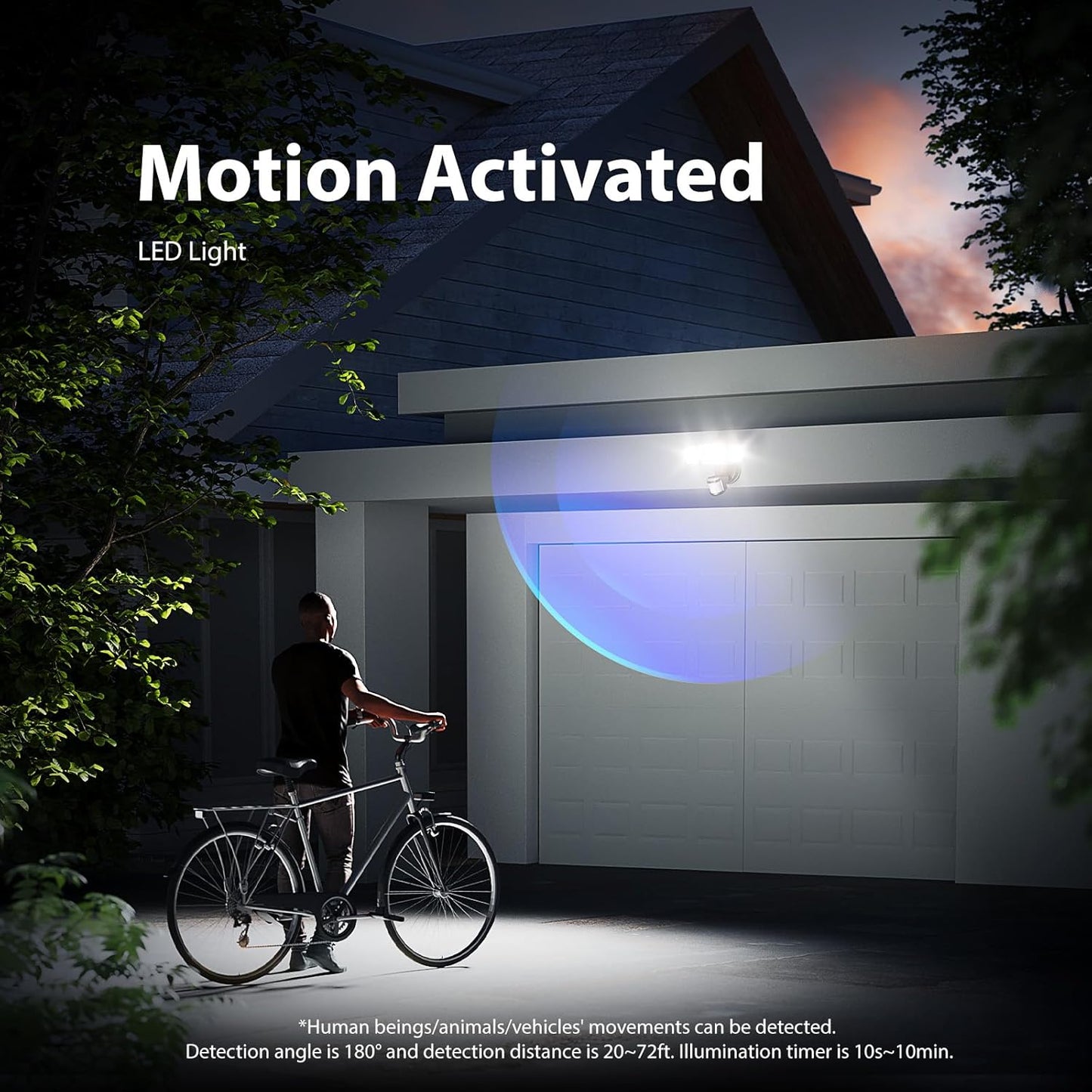 75W LED Motion Sensor Flood Light - Dusk to Dawn Outdoor Security Light, 7500LM, IP65 Waterproof