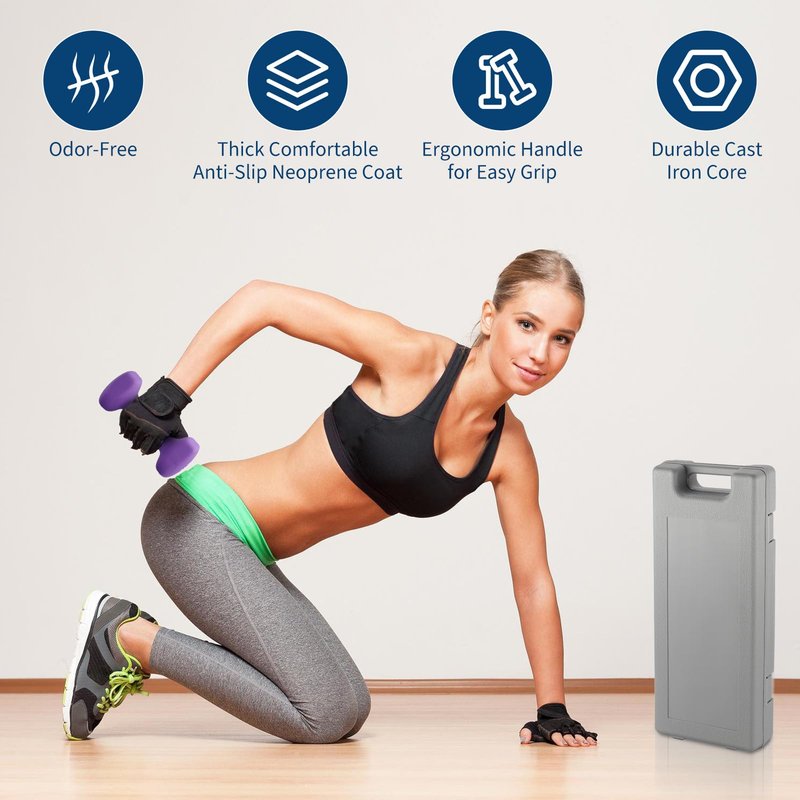 PVC Coated Dumbbell Set, Hexagon Weights Dumbbells Set with Box, Packed In Pairs, Anti-Slip, Multiple Weight Options, Workout Equipment for Home Gym