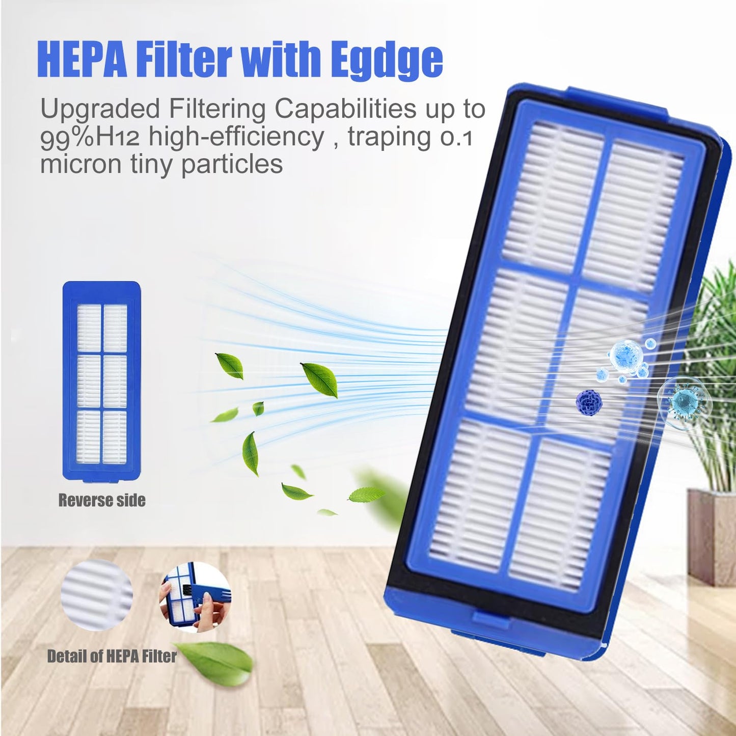 Detetap 6 Pcs Replacement HEPA Filters for Eufy 11S Max 15C Max, 30C Max,39C Max,G30 Edge, G30 Hybrid Vacuum Cleaner Spare Filters Sets, Blue