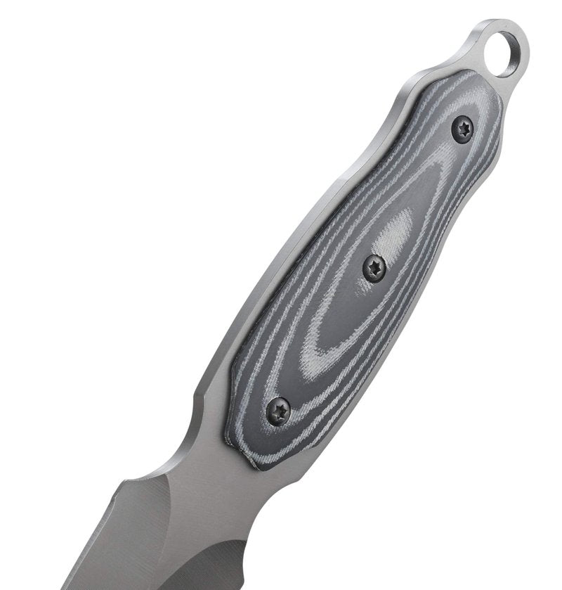 CRKT Shrill Fixed Blade Knife with Sheath: Stainless Steel Plain Edge Blade, Micarta Handle, 2075