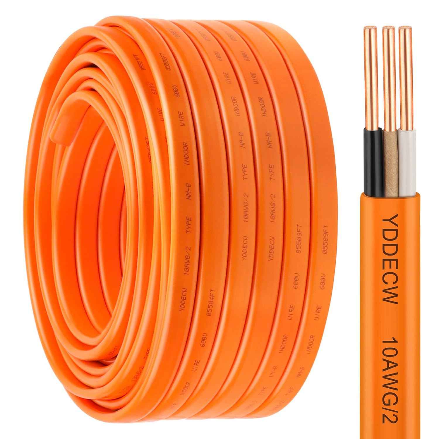 14 Gauge NM-B Wire with Ground - 50FT Pure Copper Indoor Electrical Cable for Outlets & Switches