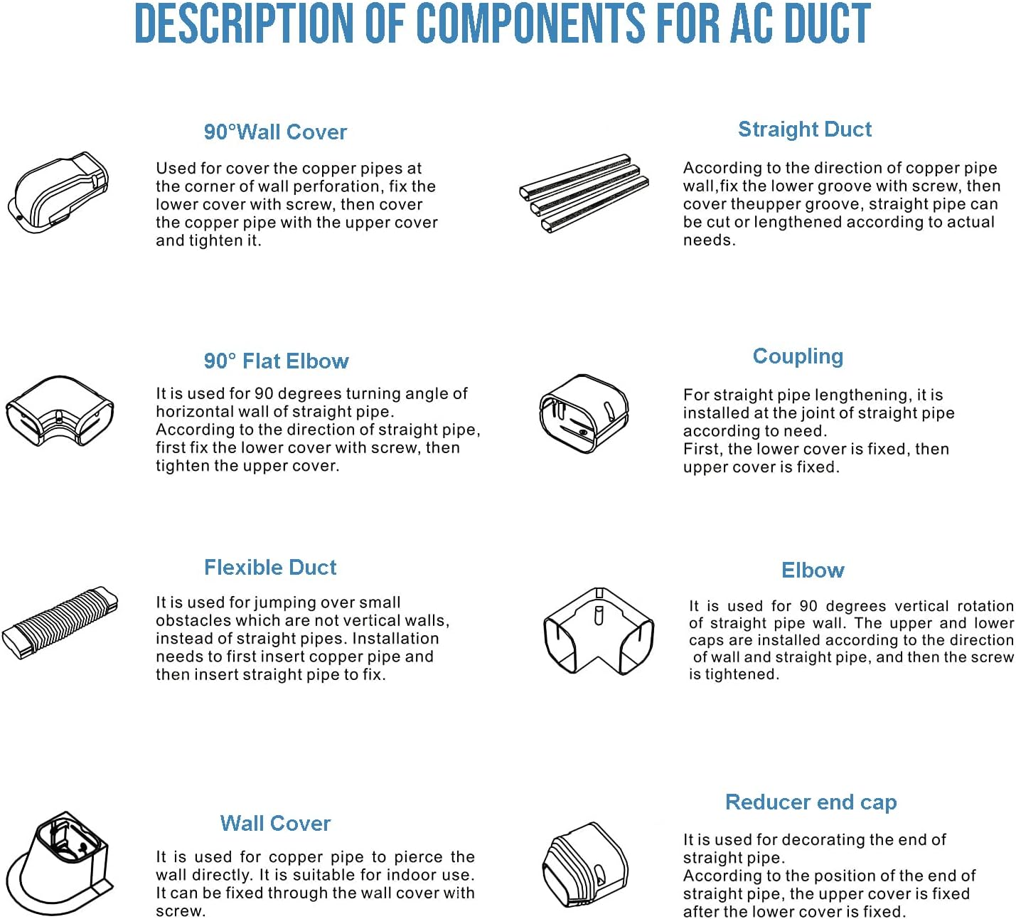 HOXHA 10Ft Mini Split Line Set Cover Kit for Air Conditioners & Heat Pumps - Decorative PVC Slim Design