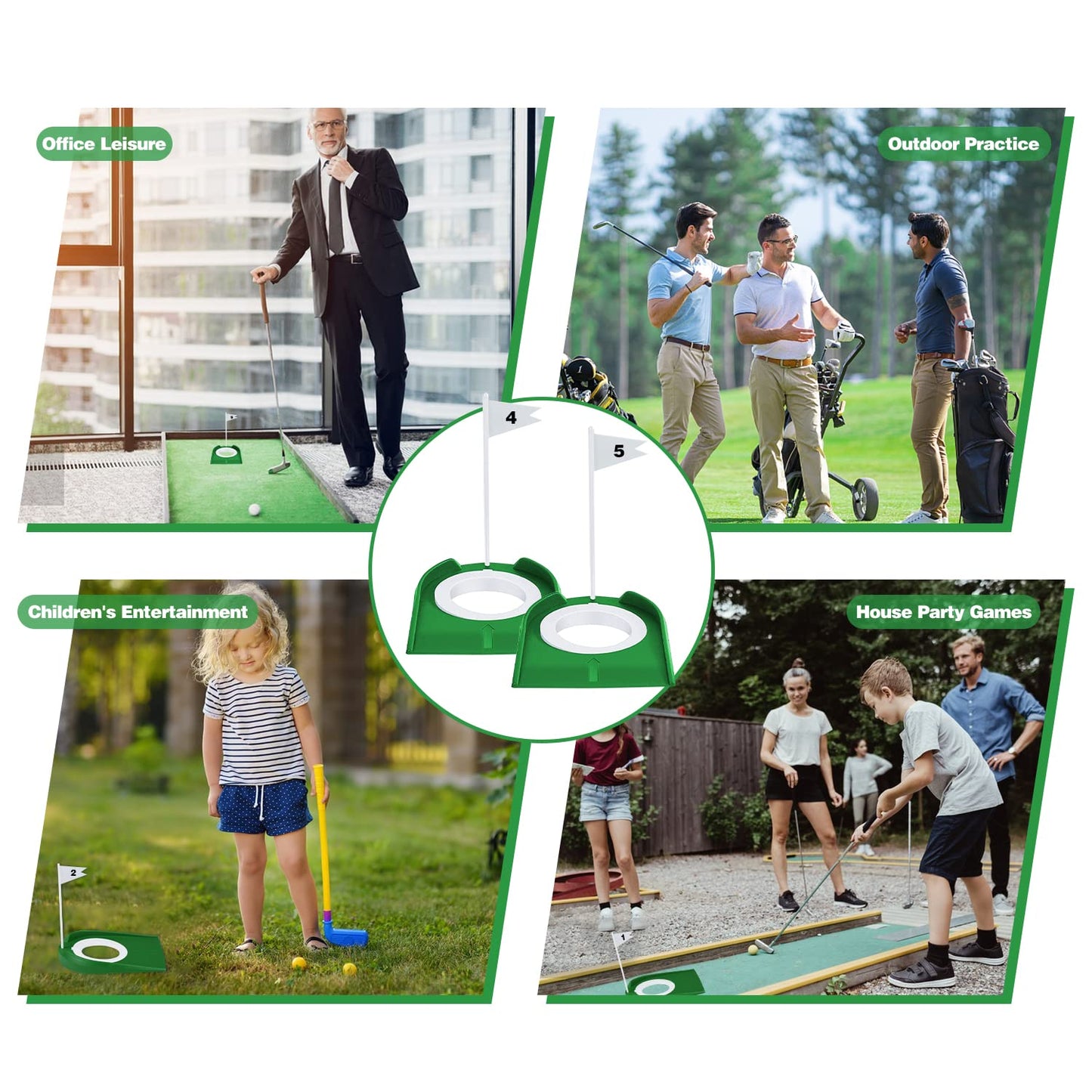 9 Pack Golf Putting Cup and Flag Plastic Golf Putting Practice Training Aids Indoor and Outdoor Training for Kids Men Women Office Backyard Garage Accessories