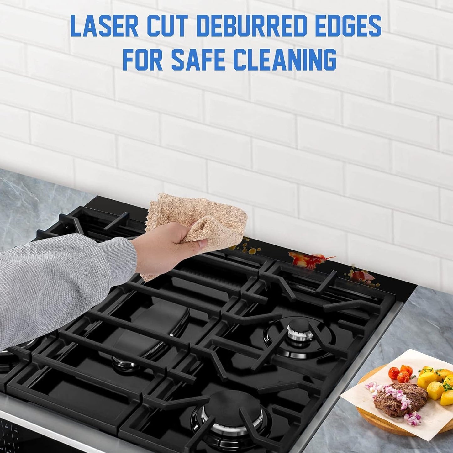 30” Slide-in Range Rear Filler Kit - Universal Triangular Cooktop Trim for Whirlpool & More - Durable Black Aluminum