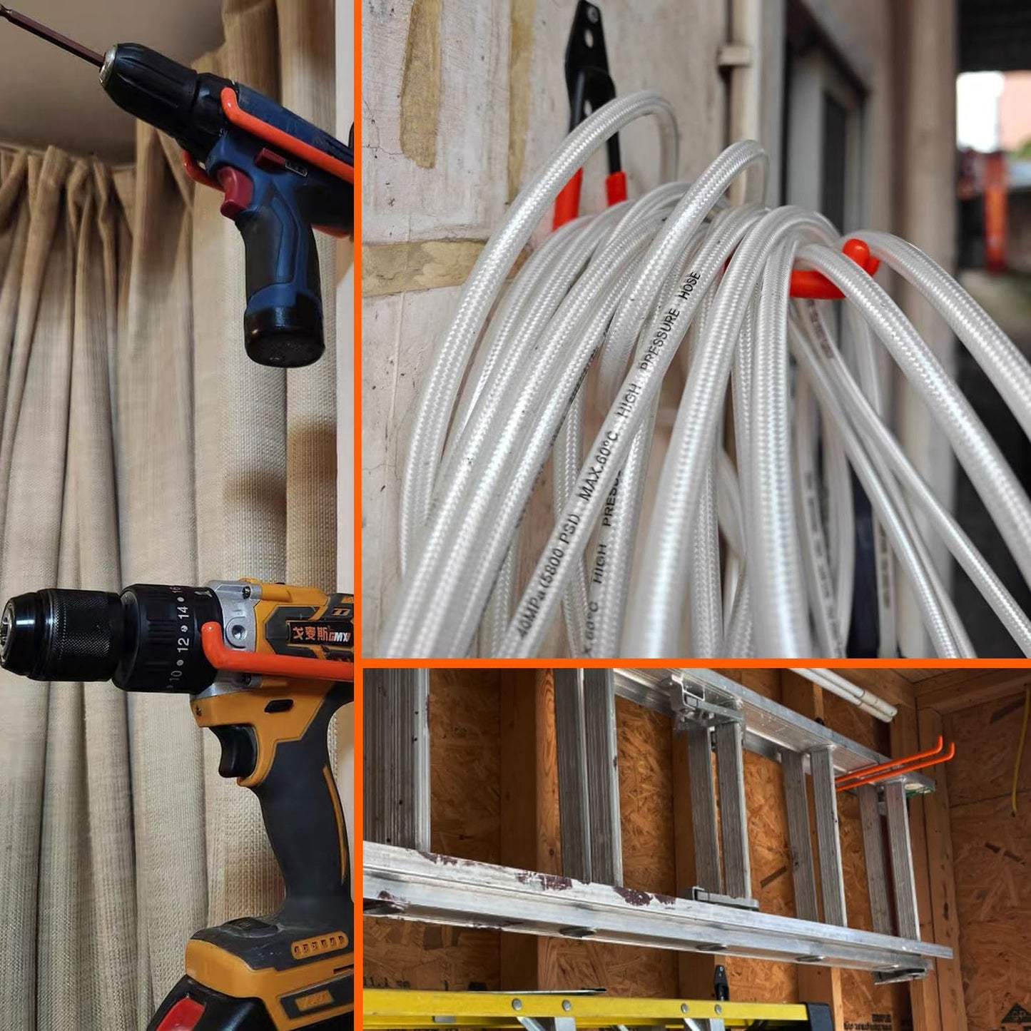 FNFAI Heavy Duty Garage Storage Hooks,2 Pack Utility Steel Garage Tool Organizer Wall Mount for Hanging Power and Garden Tools Ladders Hoses Bikes Ropes & Bulk Items