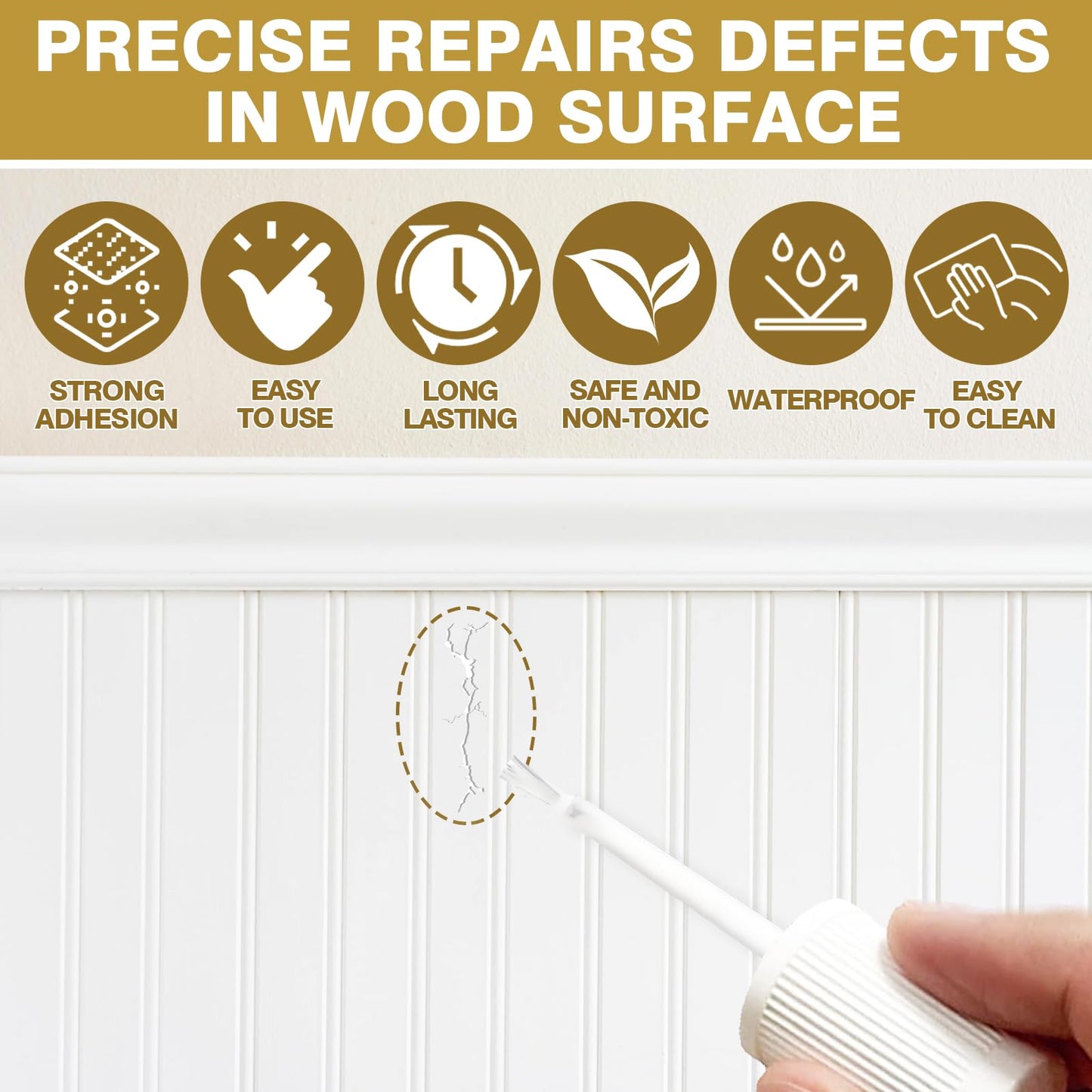 AstraVox Wood Touch Up Paint, 1.5 Oz White Paint for Wood Repair Scratches, Spots and Chips, Strong Adhesion Waterproof Quick Dry for Doors Tables Furniture Kitchen Cabinets Dressers