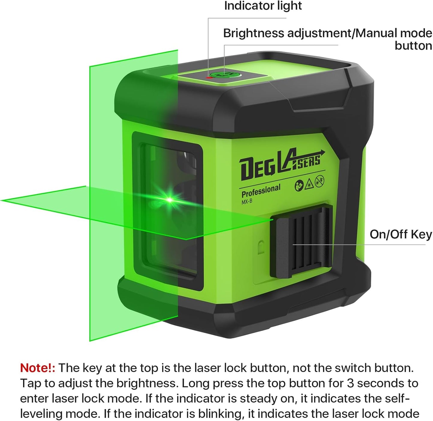 DEGLASERS Green Self-Leveling Laser Level with Tripod - 100ft Cross Line Tool for Home Renovation & Picture Hanging