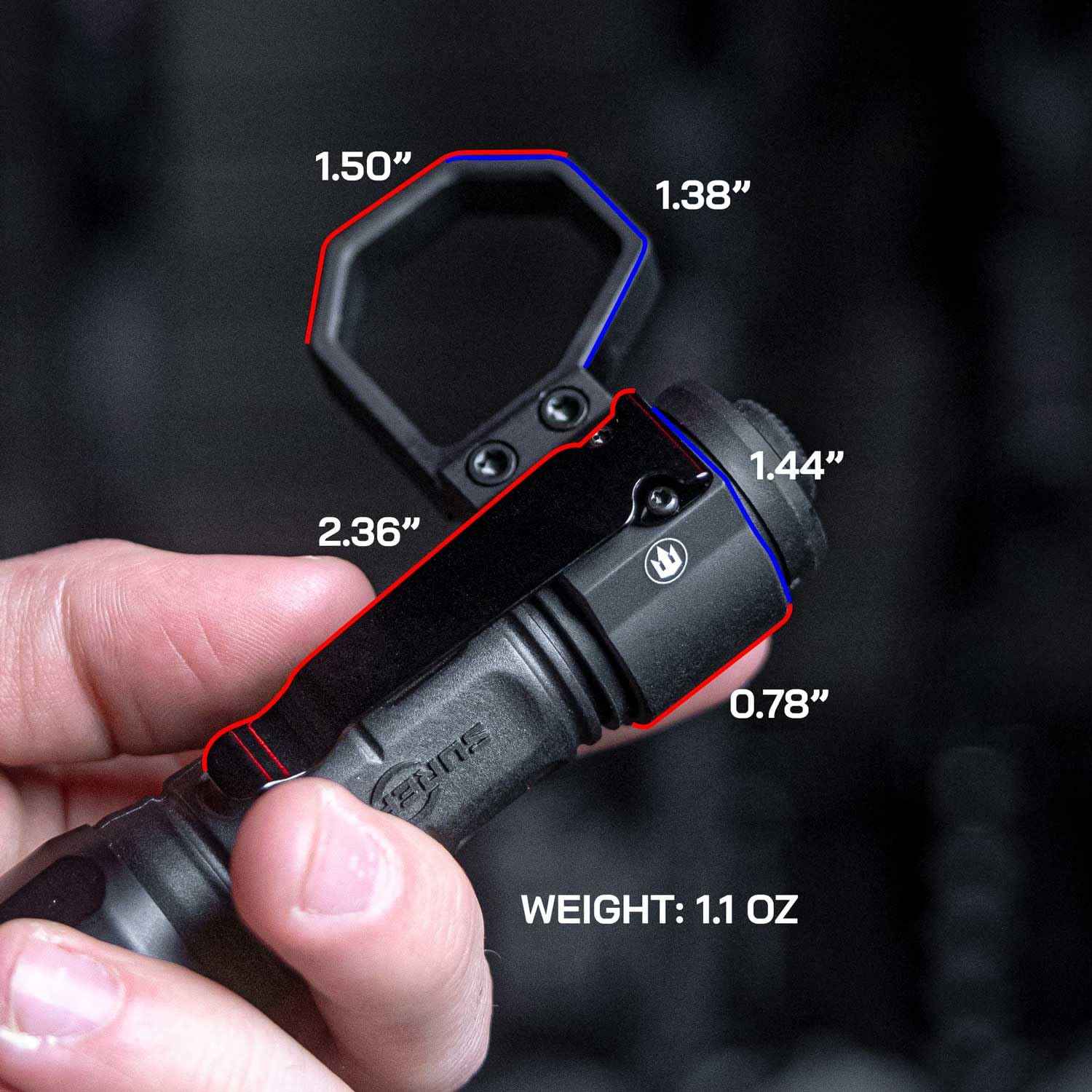 Triton Cottos 6061 T6 Aluminum Flashlight Ring for Most 1" Flashlights with Detachable Pocket Clip, Flashlight Retention Ring