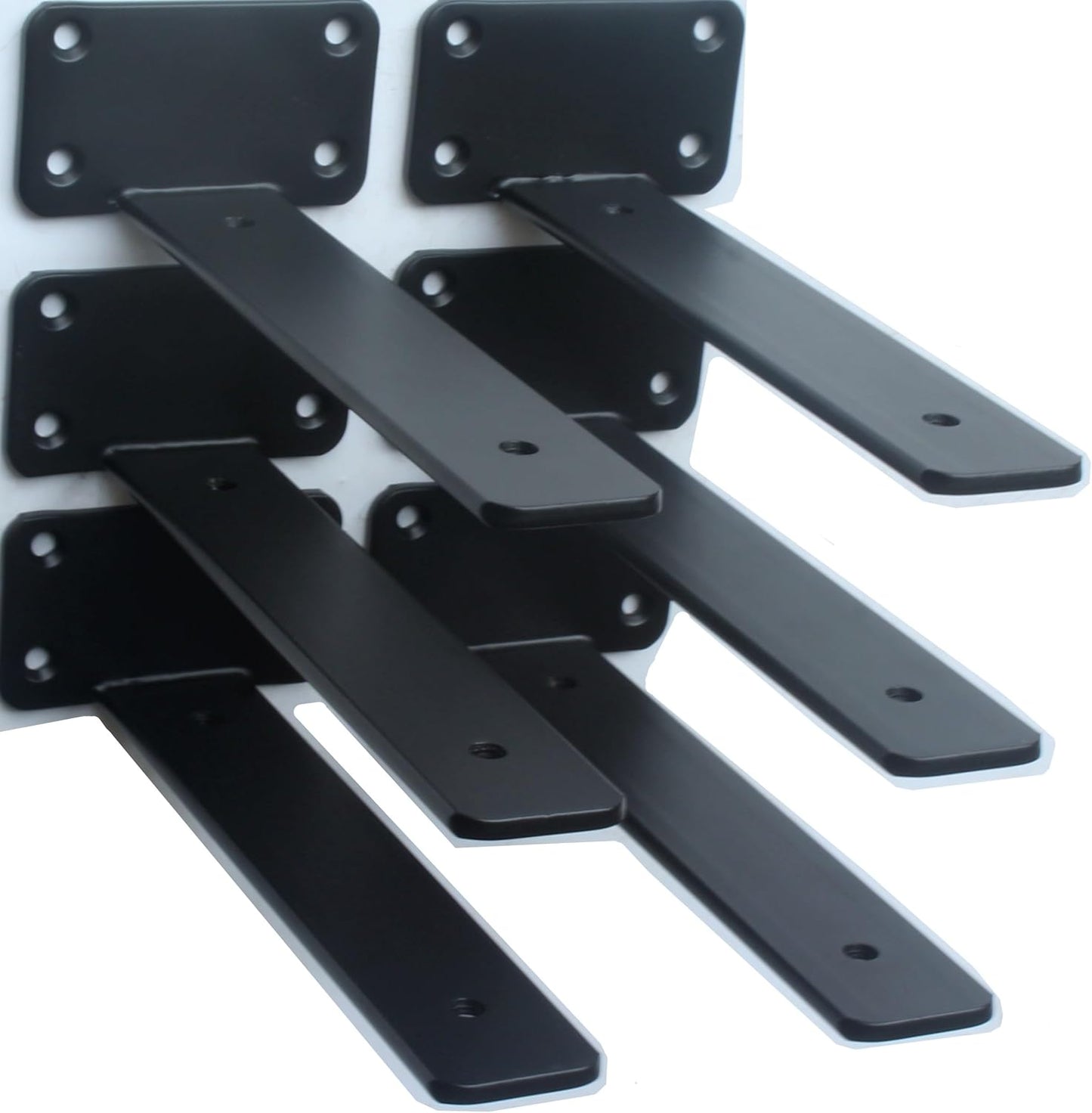 10-Inch Black Iron Floating Shelf Brackets - 12 Pack Rustic Industrial Support