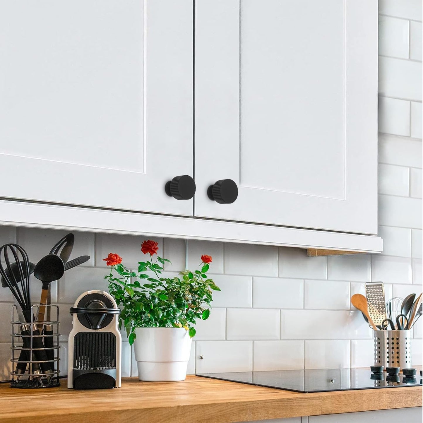 Abtopia 4 Pack Dresser Knobs Black Cabinet Knobs, Matte Black Drawer knobs Kitchen Knobs for Cabinets and Drawers, Drawer Pulls for Bathroom, Cupboard, Kitchen Hardware