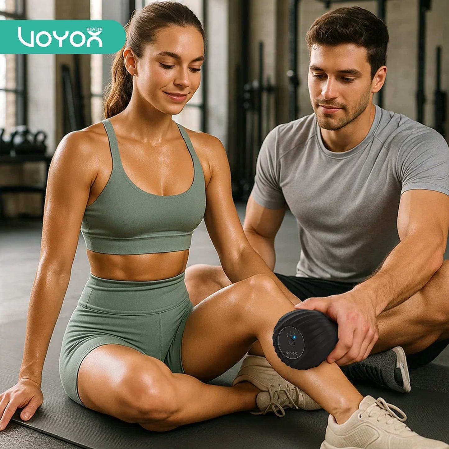VOYOR-HEALTH Vibrating Peanut Massage Ball - Electric Double Lacrosse Roller for Muscle Pain Relief | Rechargeable Deep Tissue Massage (Black)
