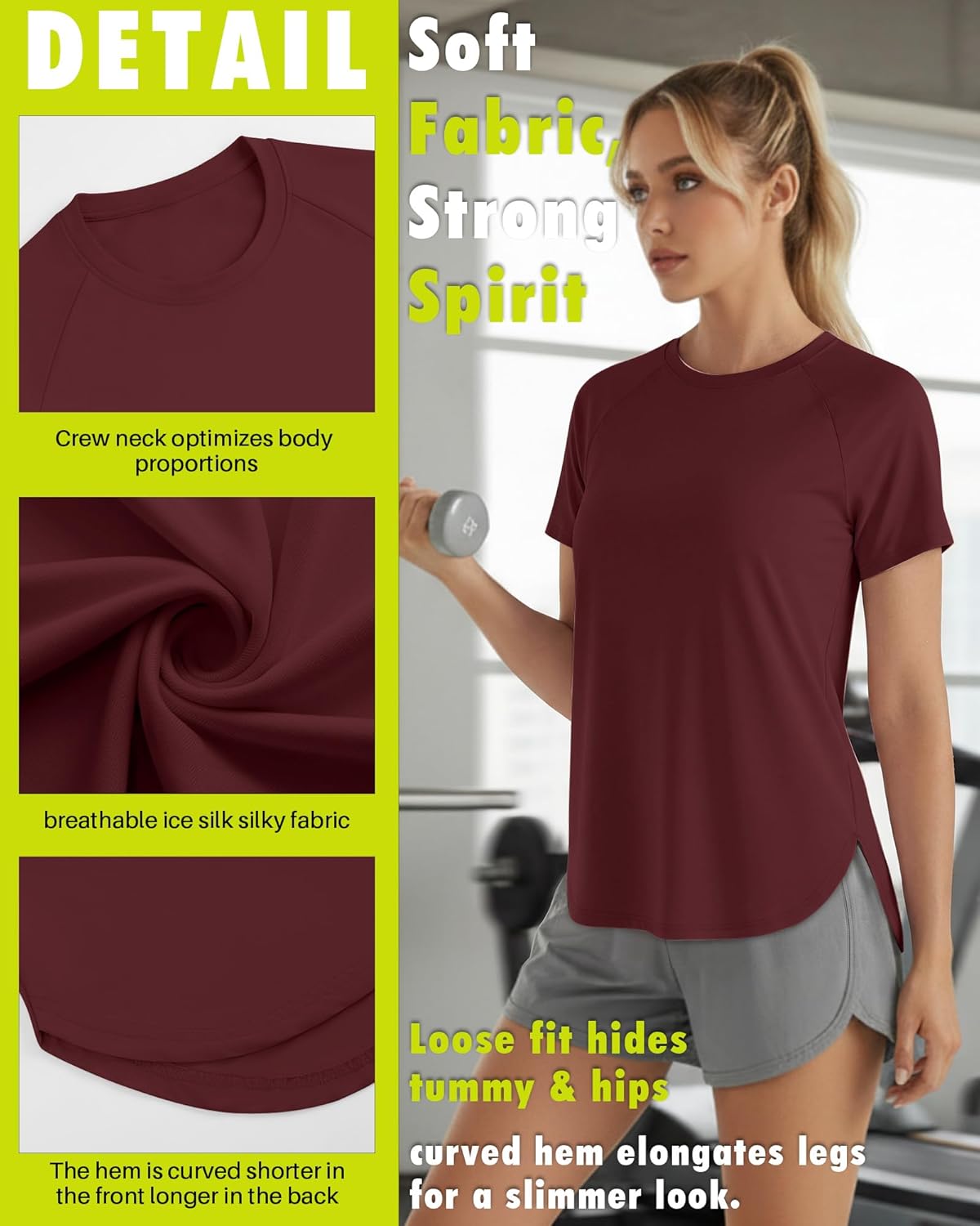 Skiennix Women's Workout Shirts - Quick Dry Raglan Athletic Tops | Short Sleeve Loose Fit Yoga Tees, 4 Pack