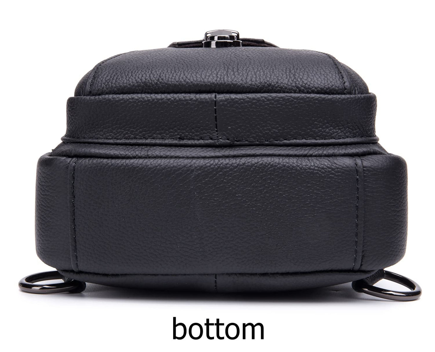 BULLCAPTAIN Leather Sling Bag for Men Multi-pocket Crossbody Chest Bag Travel Casual Shoulder Backpack (Black)