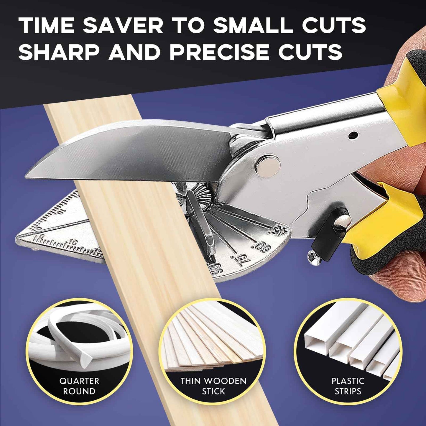 Miter Shears for Molding, RAINHOL Trim Cutter Hand Tool, Adjustable Angle Cutting Tool for Wood Trim Molding, PVC, Vinyl, Trunking, 2 Extra Replacement Blades Included