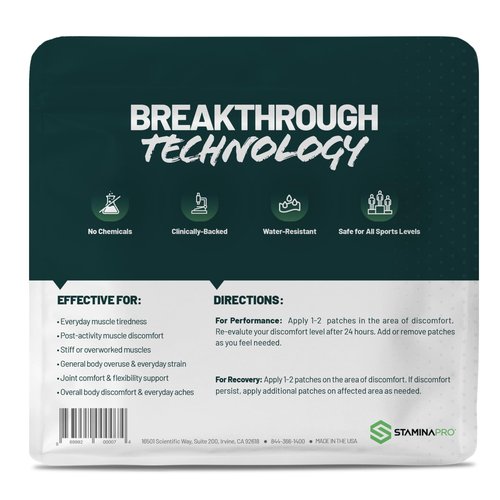 LUMINAS STAMINAPRO Patch - Water-Resistant Athletic Adhesive, Electroceutical Relief - Versatile Active Comfort, Long Lasting - Back, Joints, Knees, Hamstrings - 24 Pack (Large Tan Patches)