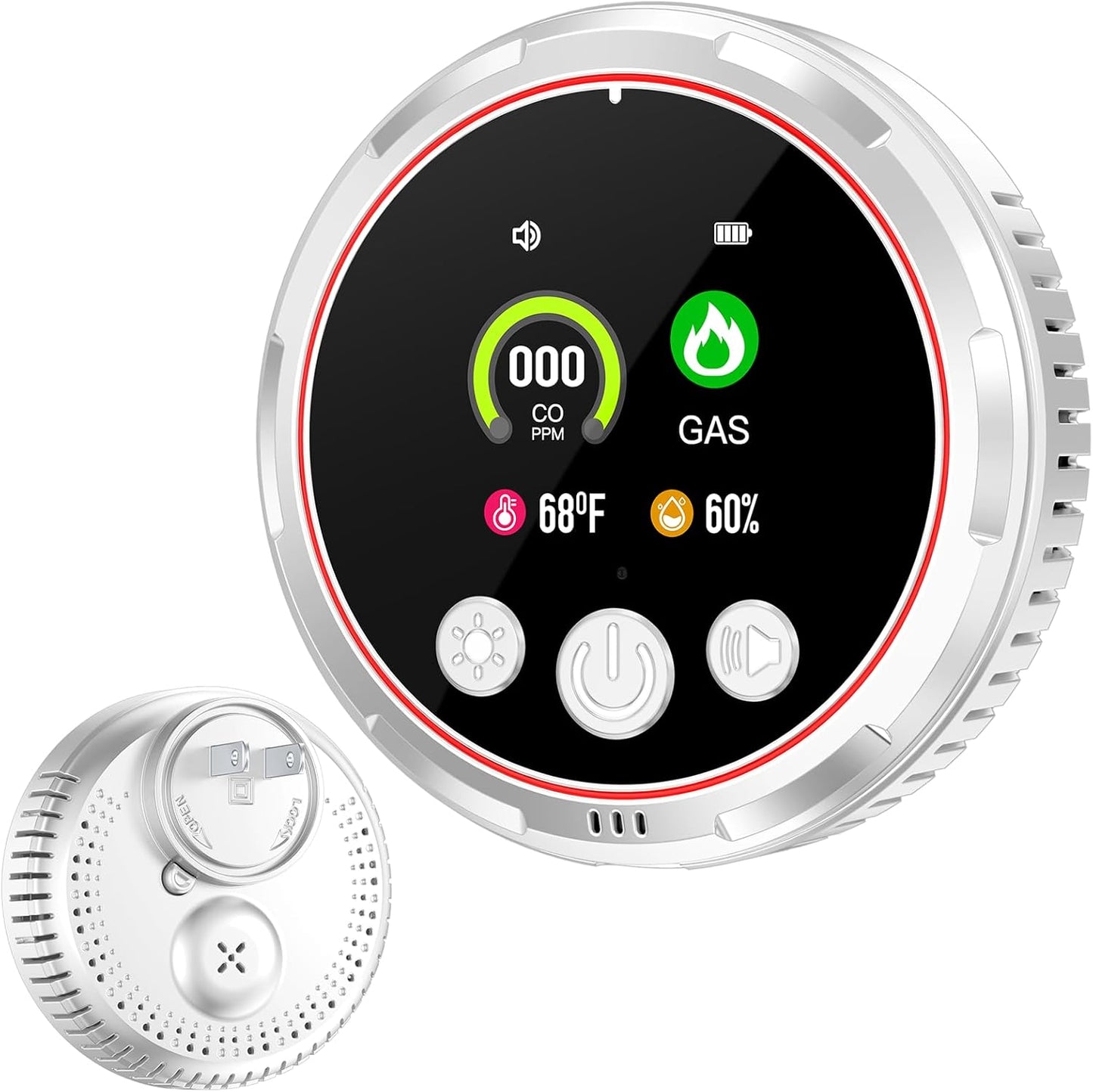 5-in-1 Carbon Monoxide, Smoke & Gas Detector with Battery Backup - HD Digital Screen for Home Safety