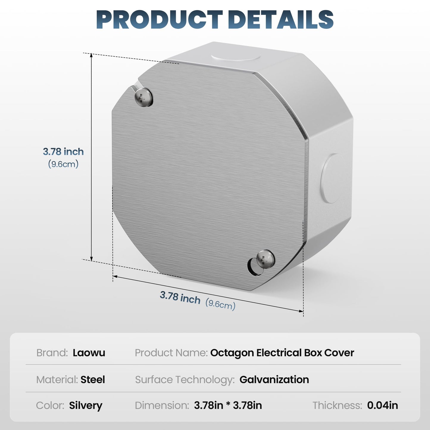 6Pcs Octagon Electrical Box Cover Plates, Junction Box Cover, Electric Box Cover Plate, Metal Electrical Box Cover, Galvanized Flat Blank Electric Box Cover for 4 Inch Octagonal/Square Electrical Box