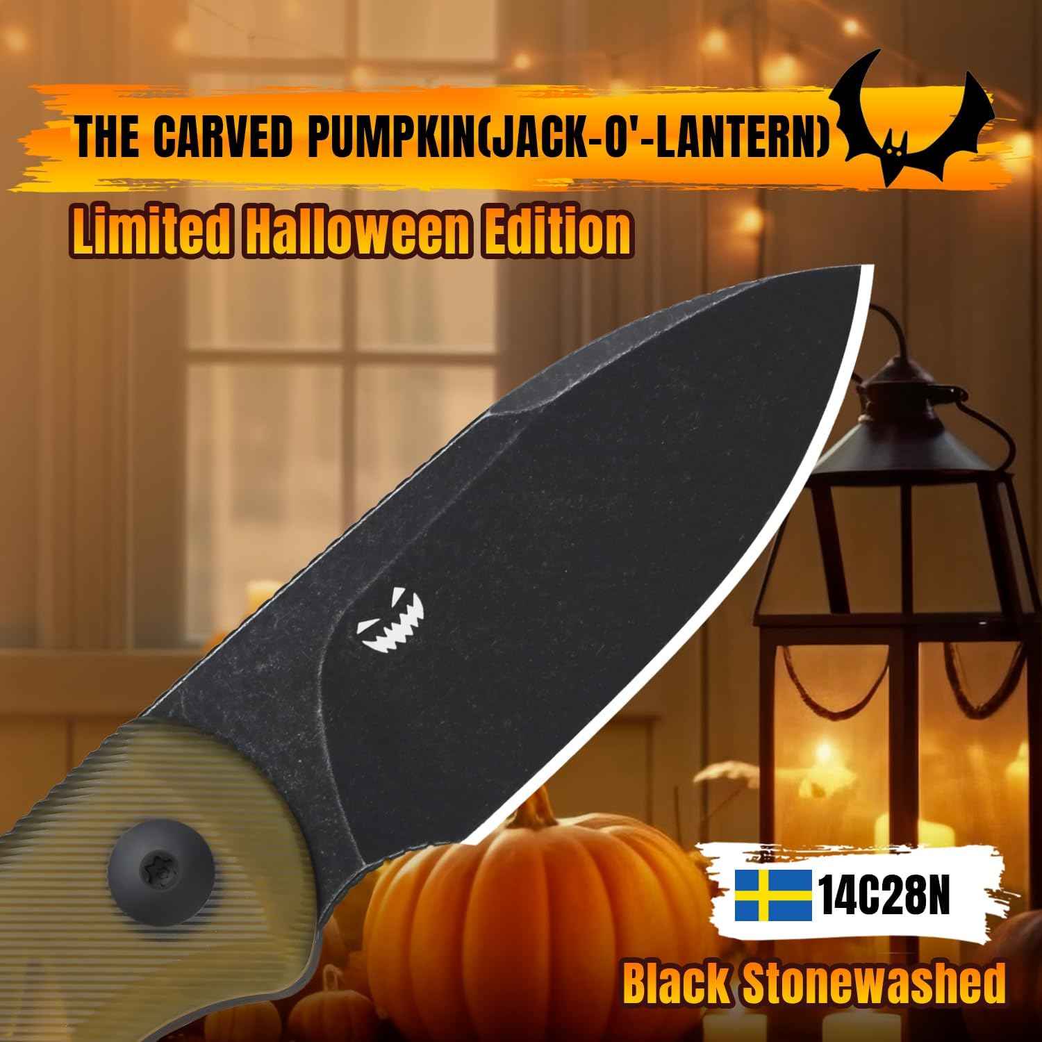 Kizer Drop Bear EDC Fixed Blade Knife - 2.57" 14C28N Blade, Yellow PEI Handle, Compact Survival Knife with Kydex Sheath
