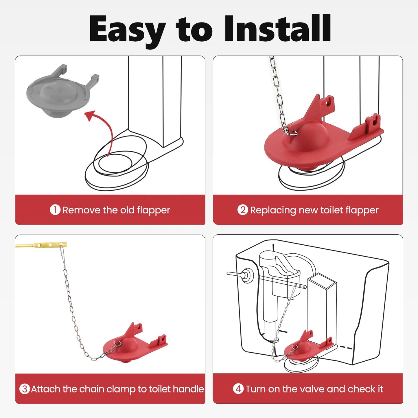 2 Inch Shark Fin Toilet Flapper Compatible with Kohler GP1078440, Toilet Flapper Replacement Part, for Kohler Toilet Tank Parts Red (1 Pack)