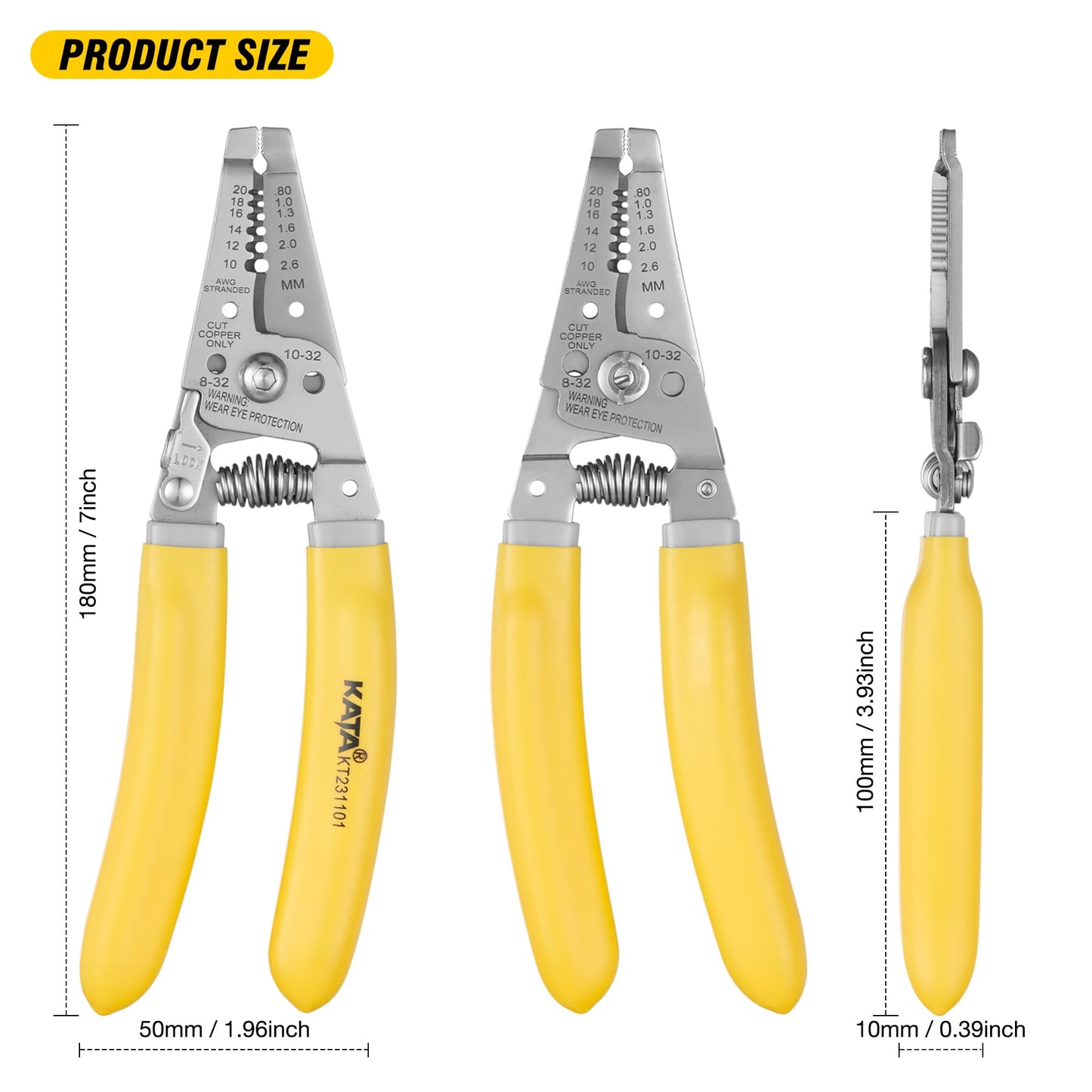 Wire Stripper Tool Crimper for Electricians: 7 Inch Wire Cutter Stripping Tool for 10-18 AWG Solid and 12-20 AWG Stranded Wire - Electrical Wire Crimping Stripping Plier - 10 12 14 16 18 AWG Gauge