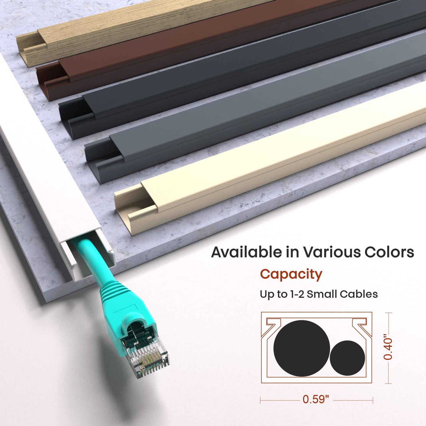 One Cord Channel Cable Concealer - 315in One-Cord Cover for Wall, Mini Wire Hider for 1-2 Wires, Paintable Electric Cable Cover for Outside, Wall Mount TV Cord Hider