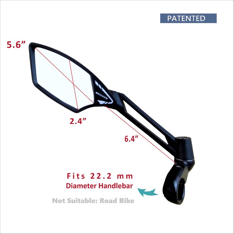 MEACHOW NEW Handlebar Bike Mirror, Scratch Resistant Glass Lens, Ultra-HD, E-bike Mirror, Bicycle Mirror, Rotatable Safe Rearview Mirror, (Silver Left Side) ME-011LS
