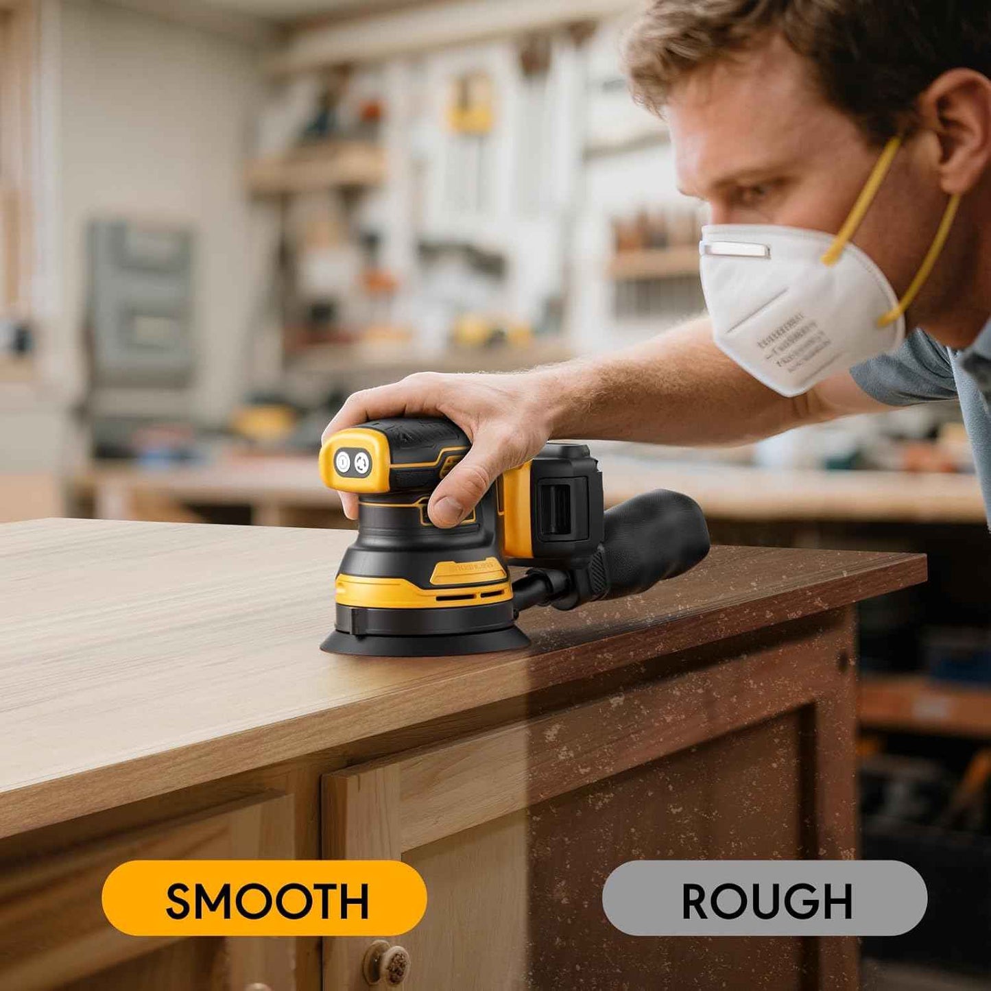 Dewalt 20V Cordless 5" Random Orbital Sander with 10 Sandpapers & Dust Collector