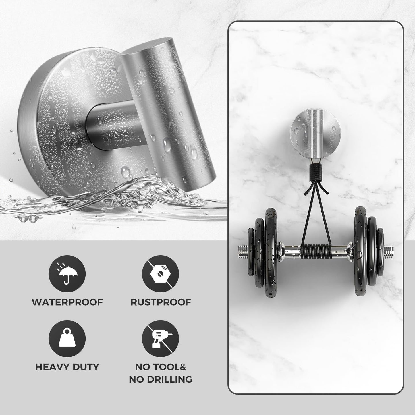 Shower Hooks for Inside Shower,No-Drill Removable&Reusable Towel Hooks for Bathroom,Heavy Duty Suction Cup Hooks for Glass Window,4 Packs(Silver)