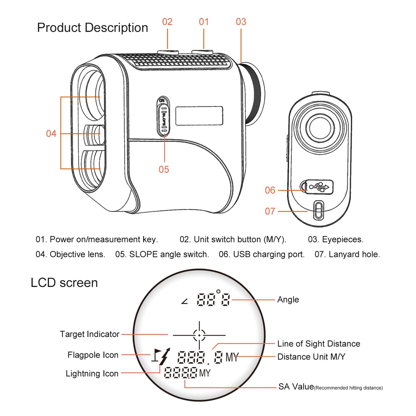 Golf Rangefinder with Slope and Pin Lock Vibration, 1200 Yards Laser Range Finder for Golf & Hunting, 7X Magnification, Rechargeable Rangefinders with Magnetic Stripe IP54 Waterproof (Grey)