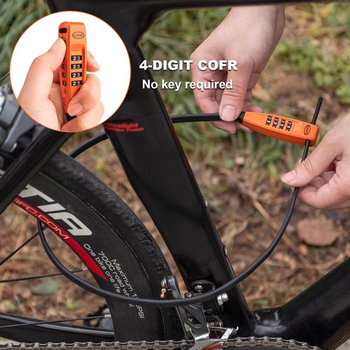 CXWXC Zip Tie Lock - 4-Digit Combo Cable Locks for Bike Motorcycle Helmet, Skateboard, Skis, Snowboard, Stroller & Cabinet - Ideal for Lightweight Security (Orange, 70CM)