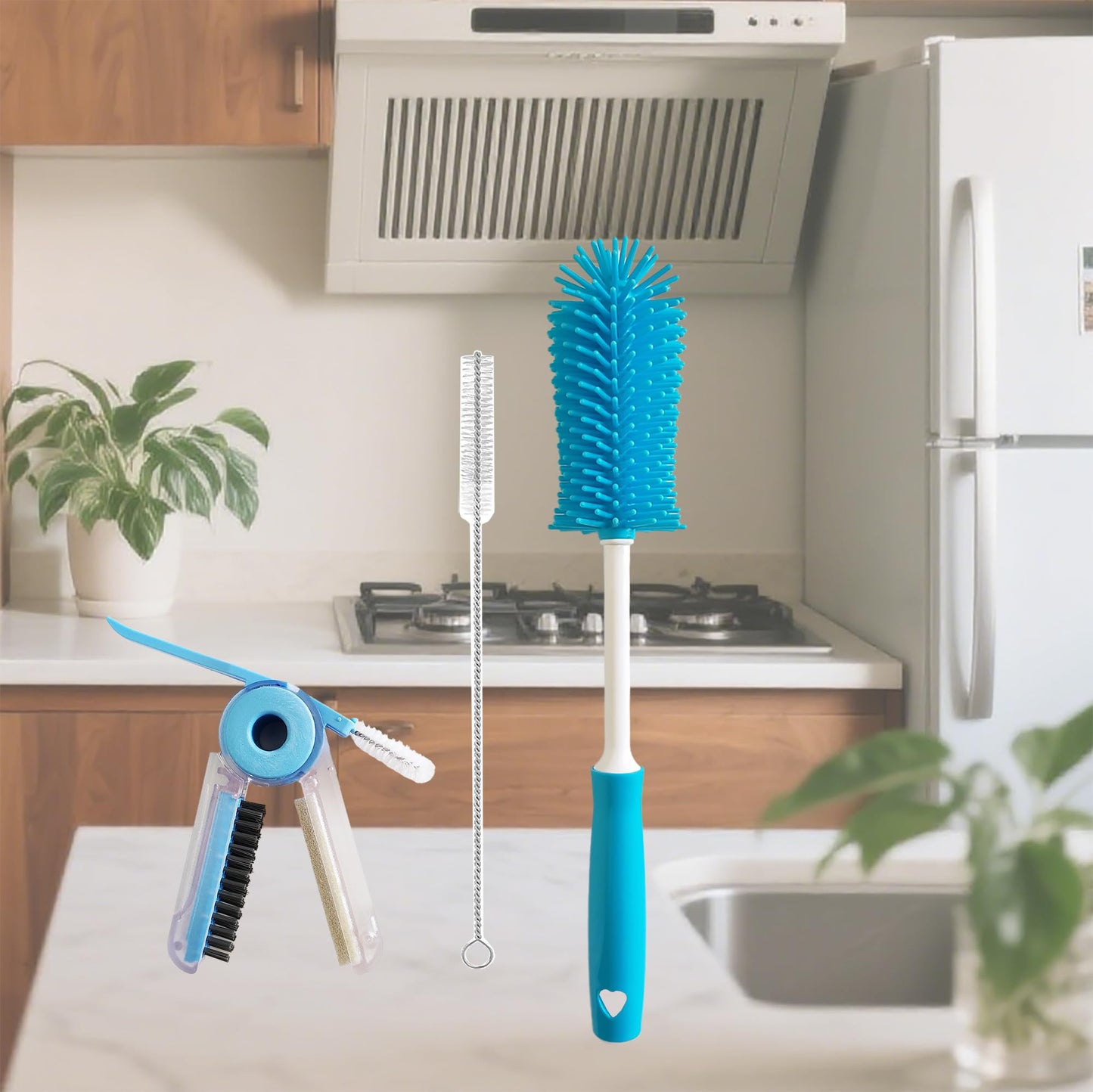 Water Bottle Cleaner Brush Compatible with YETI 20oz/32oz/40oz Tumbler, Multifunctional Bottle Brush with Straw Cleaner Brush for Owala 24oz/32oz/40oz, Cleaning Kit for Stanley Tumbler Cup Accessories